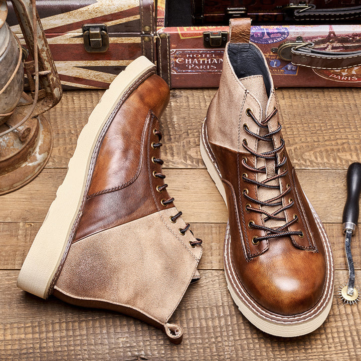 Men's Vintage Leather Motorcycle Ankle Boots