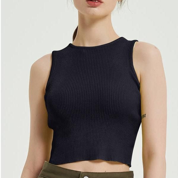 Sleeveless knitted crop top, view 10 - MRSLM