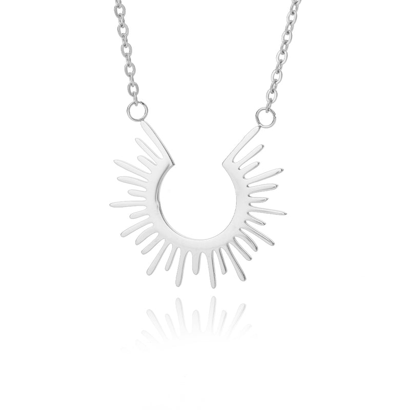 half circle sun pendant necklace, view 3 - MRSLM