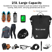25L waterproof bike pannier bag, view 6 - MRSLM