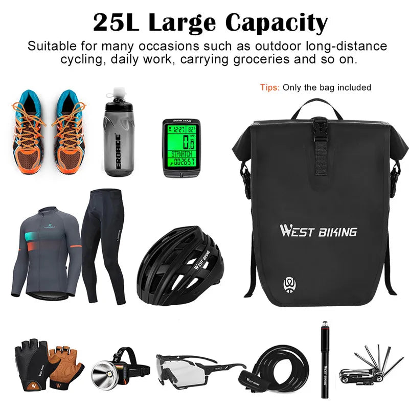 25L waterproof bike pannier bag, view 6 - MRSLM