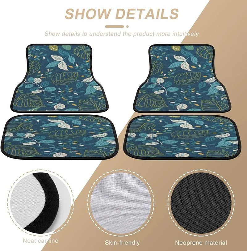 universal blue floral print car floor mats, view 6 - MRSLM
