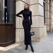 knitted striped fitted dress, view 3 - MRSLM