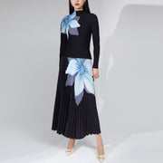 women's blouse and floral pleated skirt autumn suit - MRSLM