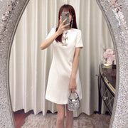 A-line short sleeve dress, view 3 - MRSLM
