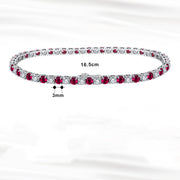 red zircon single row bracelet, view 4 - MRSLM