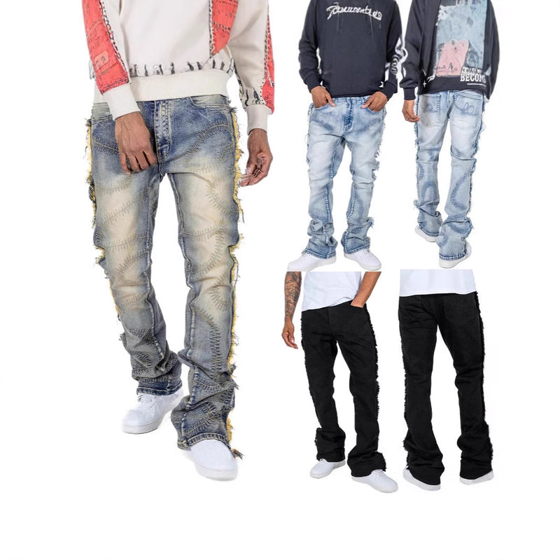 men's slightly stretch embroidered jeans - MRSLM