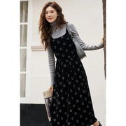 velvet flower print camisole dress, view 5 - MRSLM