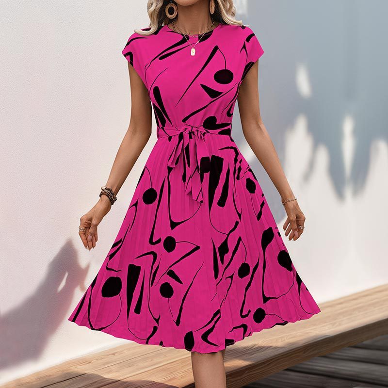 geometric pleated summer dress, view 10 - MRSLM