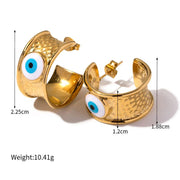 gold-plated devil's eye earrings, view 2 - MRSLM