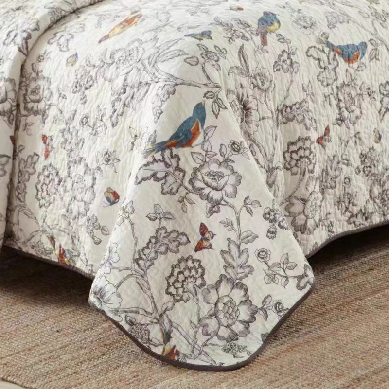 Pure cotton three-piece floral bedding set, view 4 - MRSLM