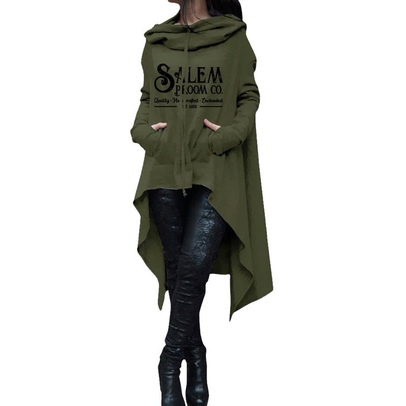 women's irregular hem hooded sweater, view 2 - MRSLM