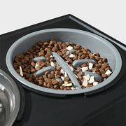 stainless steel elevated pet bowls with slow food bowl, view 7 - MRSLM