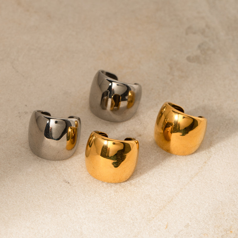 gold plated minimalist smooth ear clip, view 8 - MRSLM