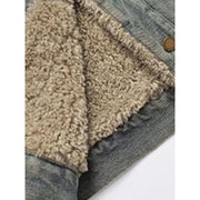 Women's vintage denim lambhair jacket, view 6 - MRSLM
