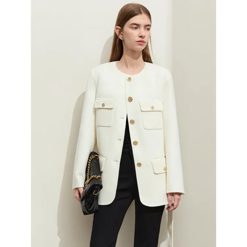 Elegant woolen coat for women, view 2 - MRSLM