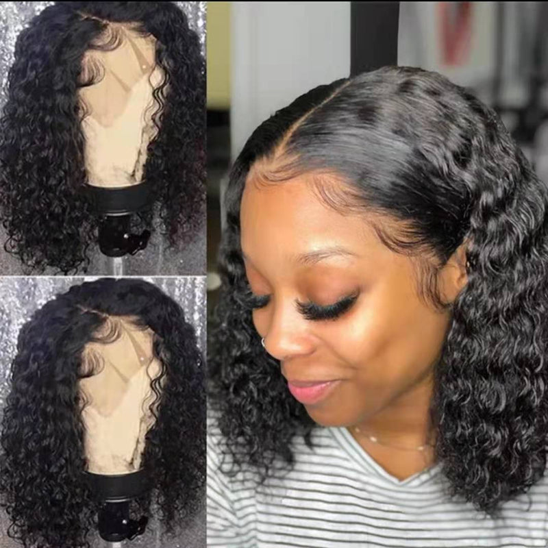 women's short curly wig black, view 2 - MRSLM