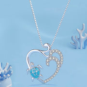 heart turtle zircon pendant necklace - MRSLM