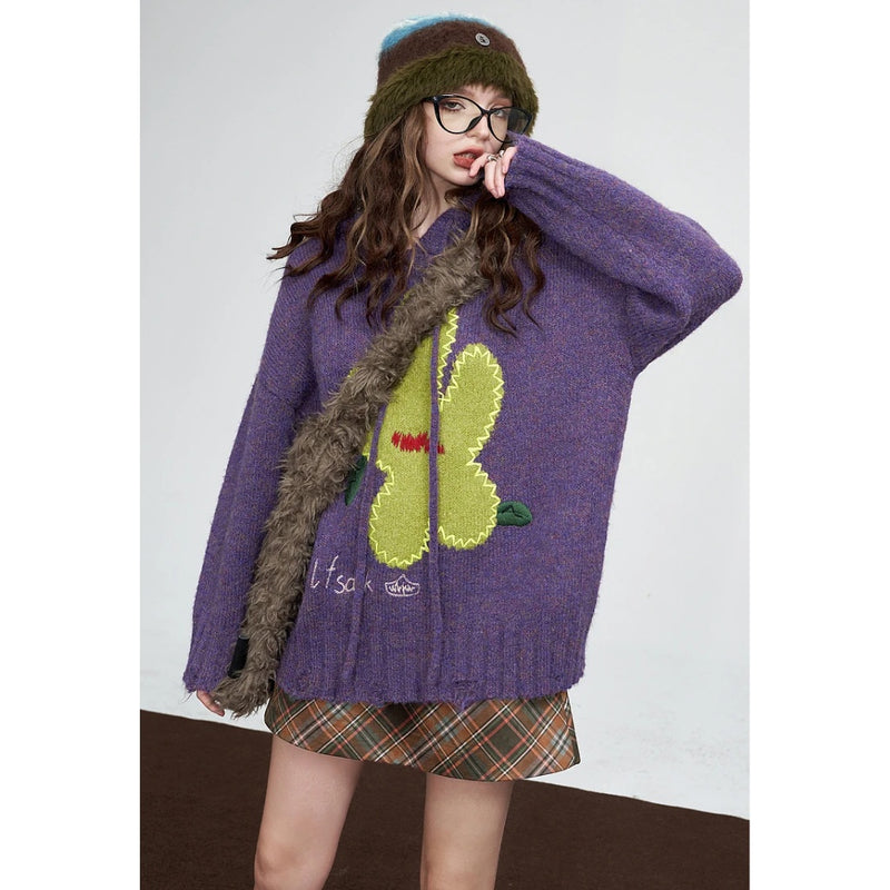 cozy purple hoodie sweater for women, view 3 - MRSLM