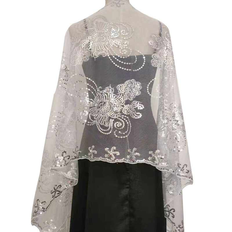long tassel sequin shawl, view 9 - MRSLM