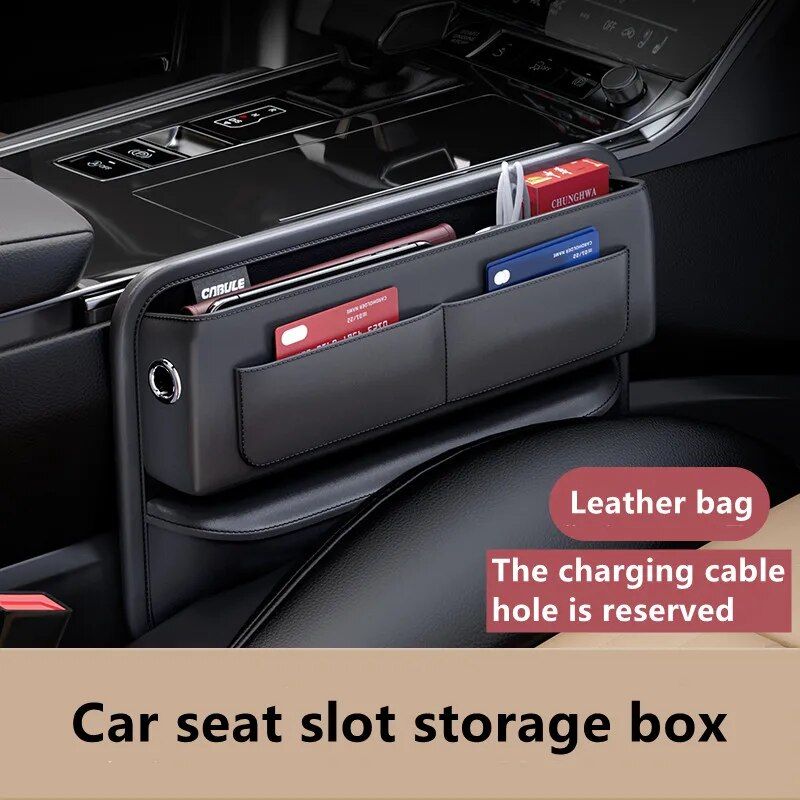 Luxury Leather Car Seat Gap Organizer - Sleek Console Side Pocket Storage