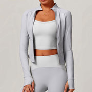 slim fit zipper workout jacket, view 4 - MRSLM