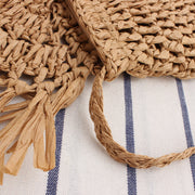 handwoven tassel straw crossbody bag, view 3 - MRSLM