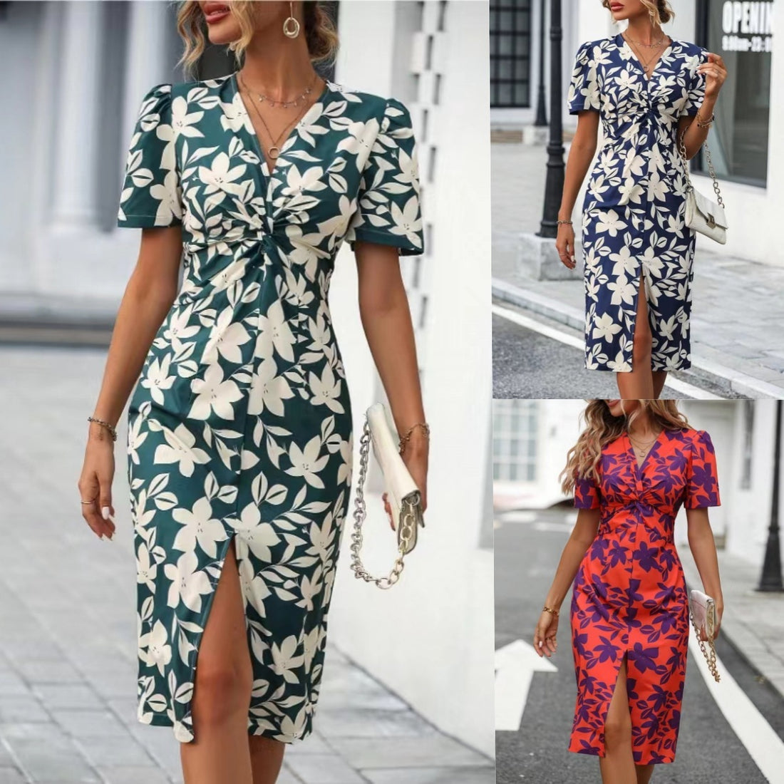 Women's Printed V-neck Dress