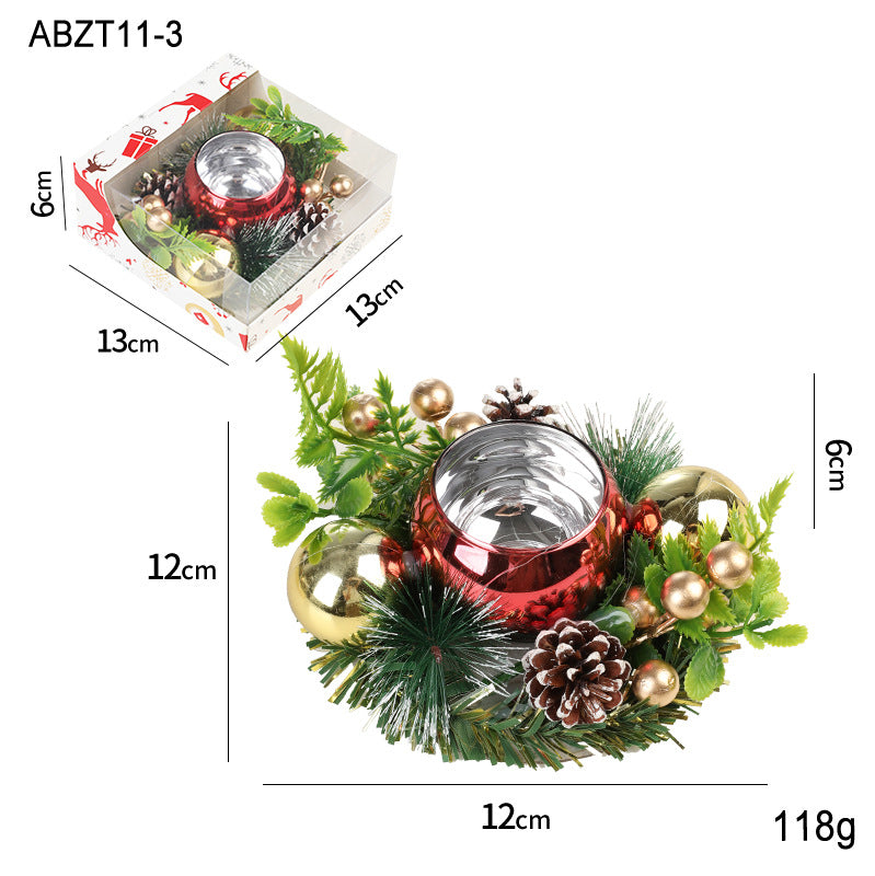 Christmas pinecone and berry candle holder wreath, view 6 - MRSLM
