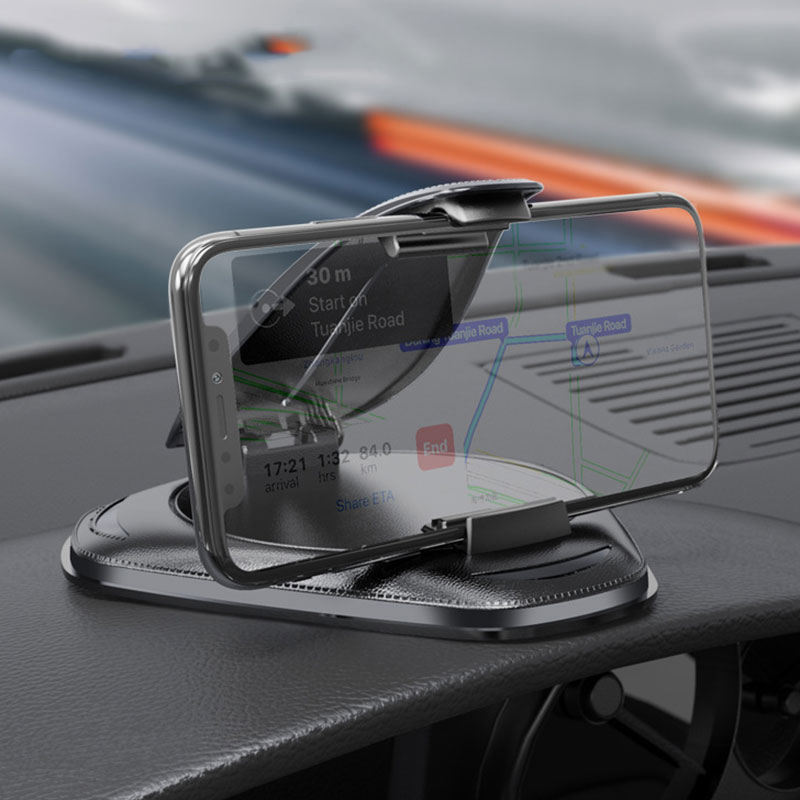 Universal Dashboard &amp; Armrest Car Phone Mount - Sleek Black ABS Holder