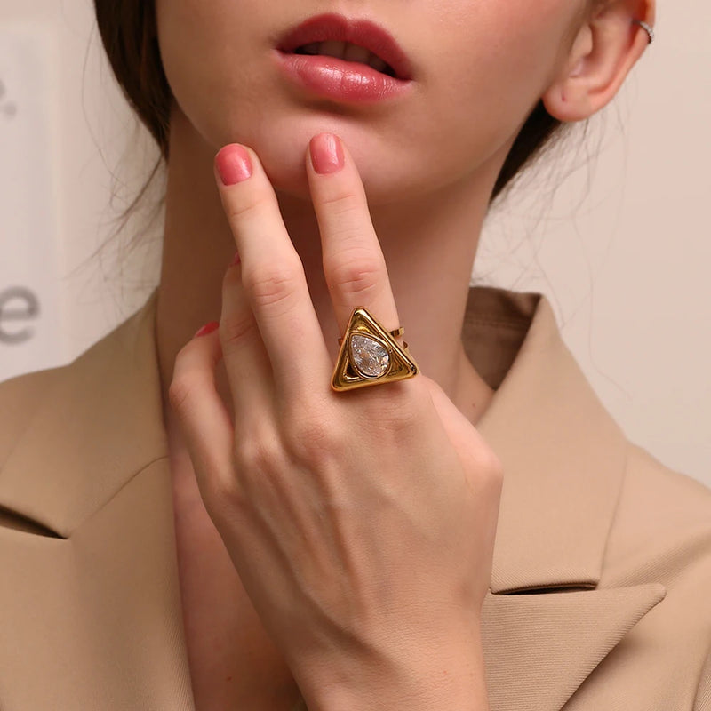 Triangle rhinestone ring, view 8 - MRSLM