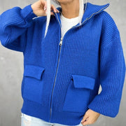 women's zipper knitted cardigan - MRSLM
