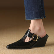 leather wedge mules - MRSLM