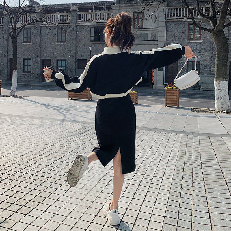 black long sleeve autumn dress, view 3 - MRSLM