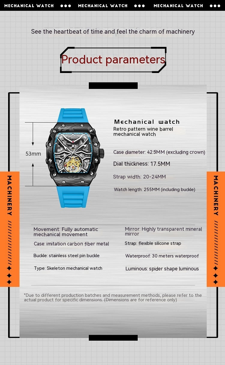 men's hollow mechanical watch, view 9 - MRSLM
