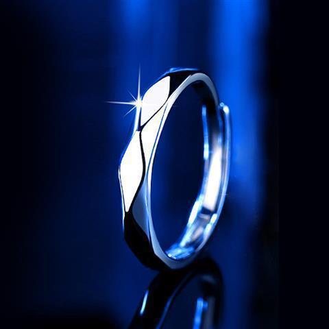 moissanite silver adjustable ring, view 3 - MRSLM