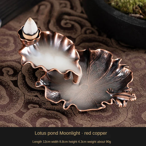 leaf tower ceramic backflow incense burner, view 3 - MRSLM