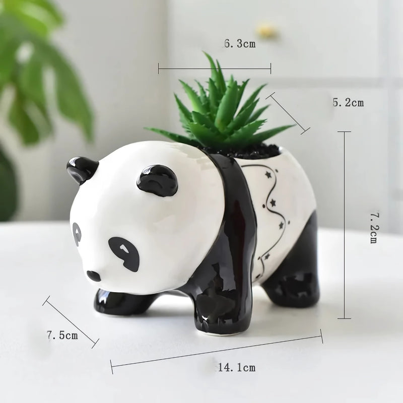 Panda ceramic flower pot, view 4 - MRSLM