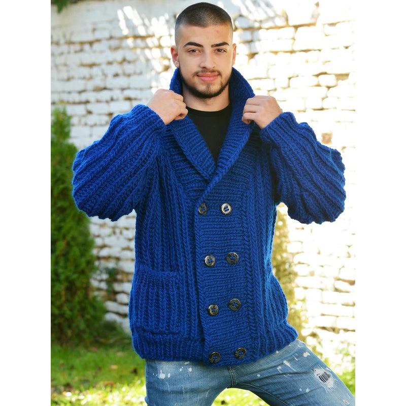 Men's vintage knitted cardigan sweater, view 3 - MRSLM