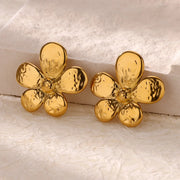 floral stainless steel stud earrings, view 4 - MRSLM