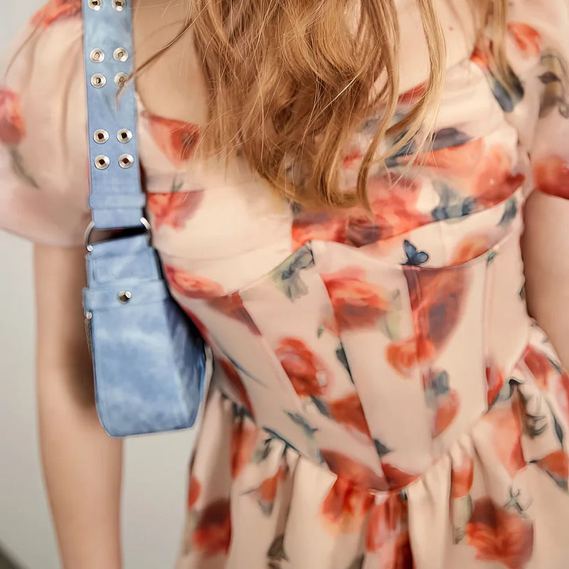 floral v-neck midi dress, view 5 - MRSLM