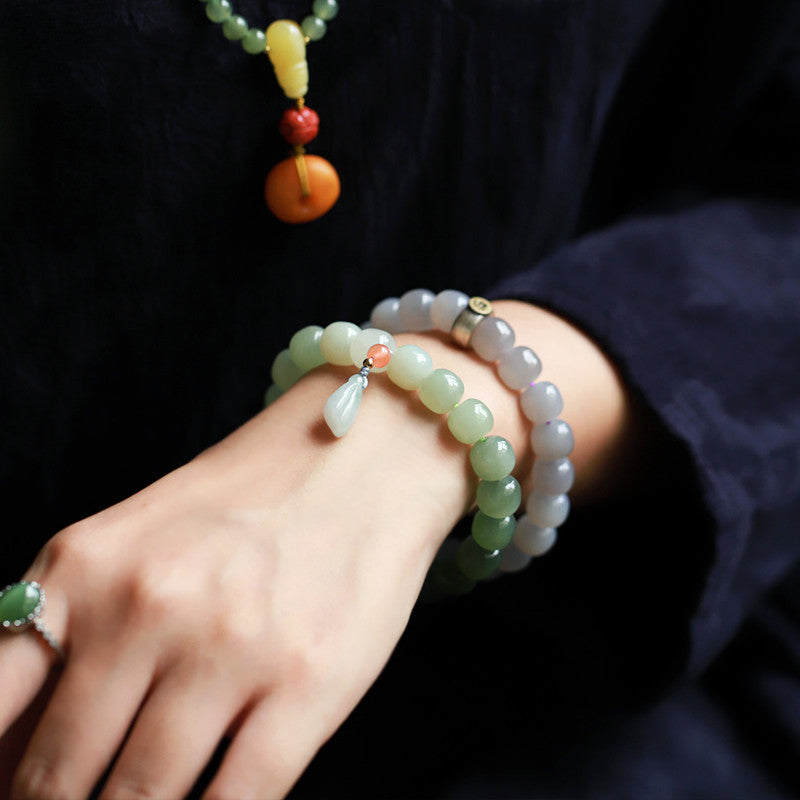 jadeite lotus bead bracelet - MRSLM