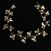 pearl flower leaf headband crown, view 11 - MRSLM