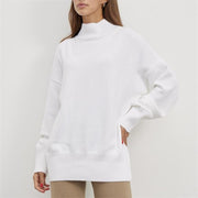 womens oversized turtleneck knitted sweater, view 9 - MRSLM