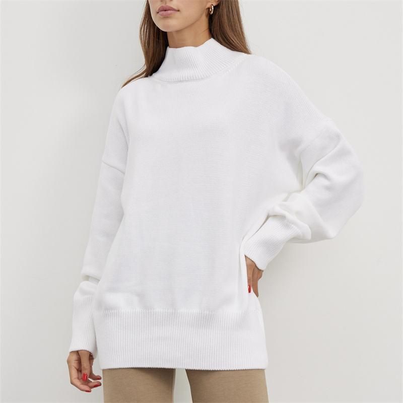 womens oversized turtleneck knitted sweater, view 9 - MRSLM