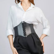 Wide faux leather corset belt, view 6 - MRSLM