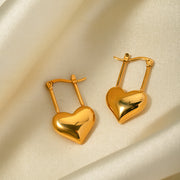 gold plated love heart pendant earrings, view 9 - MRSLM