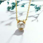 silver pearl pig choker necklace, view 5 - MRSLM
