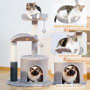 cat tree condo with self-grooming brush, view 6 - MRSLM
