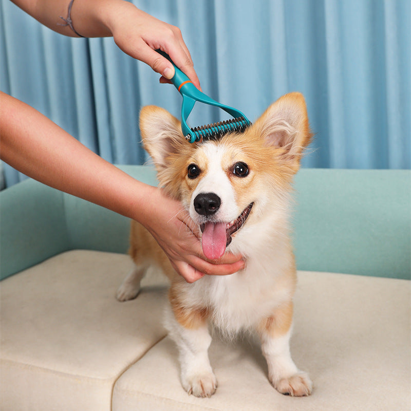 double-sided pet fur knot cutter comb, view 3 - MRSLM